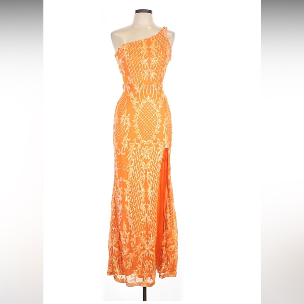 City Triangles Vibrant Orange One-Shoulder prom Dress